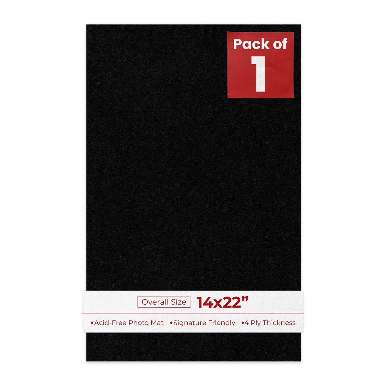 Black with Black Core 14x22 Uncut Mat Board - Blank Sheets, No Opening